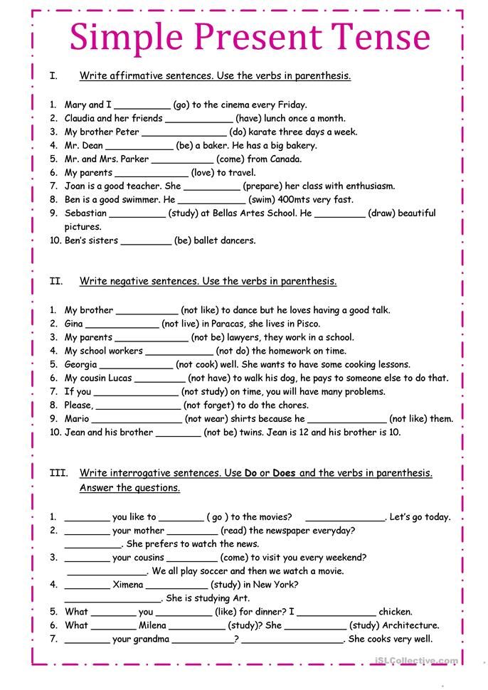 free printable verb tense worksheets